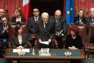 Il presidente della Repubblica, Sergio Mattarella, a Montecitorio (foto dal sito del Quirinale)