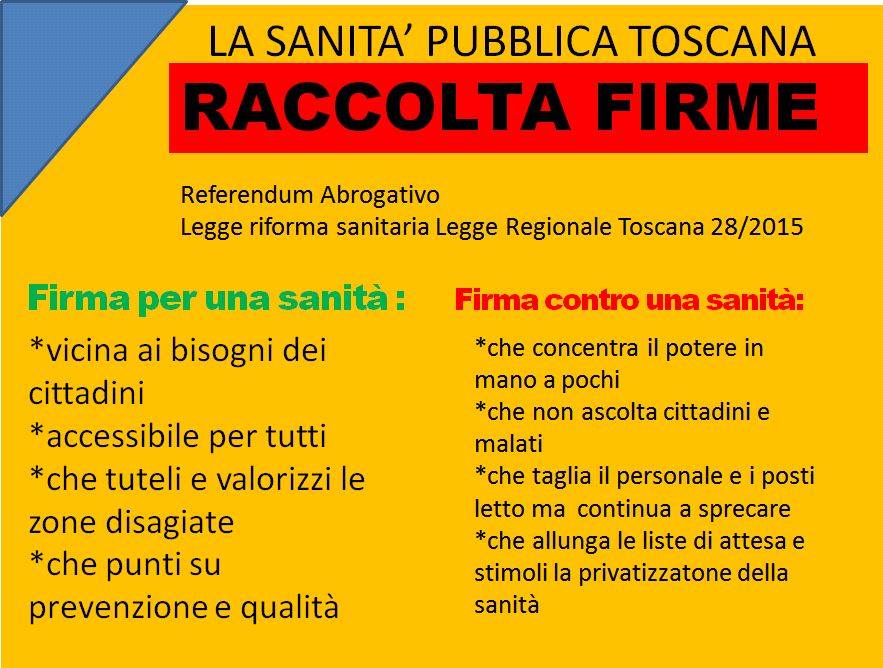 M5S: raccolta firme a Poggibonsi contro la riforma sanitaria