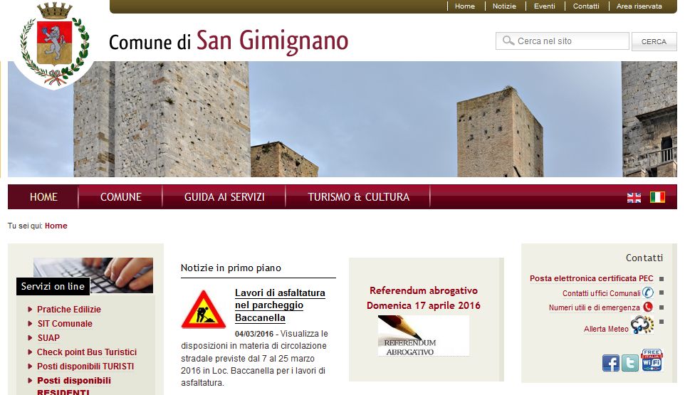 San Gimignano: sul sito del Comune l’ambiente a portata di mouse