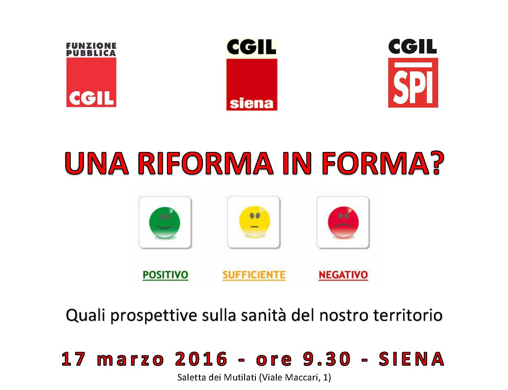 “Una riforma in forma”: iniziativa Cgil sulla sanità