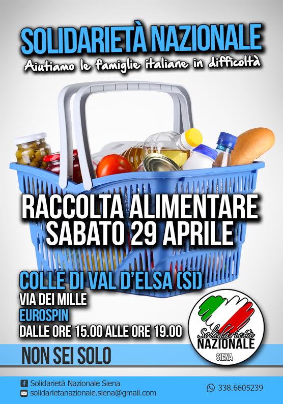 Solidarietà Nazionale: raccolta alimentare a Colle