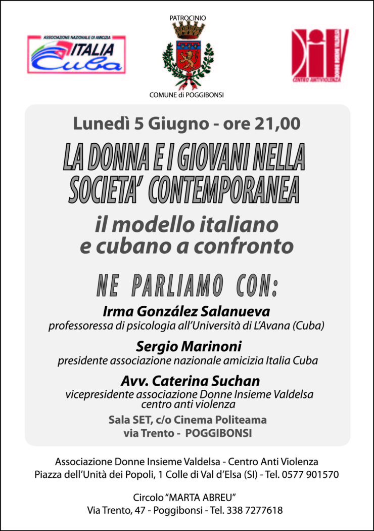 Poggibonsi: incontro del Circolo Abreu su donne e giovani