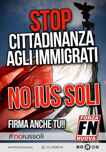 Ius soli: Forza Nuova Siena replica