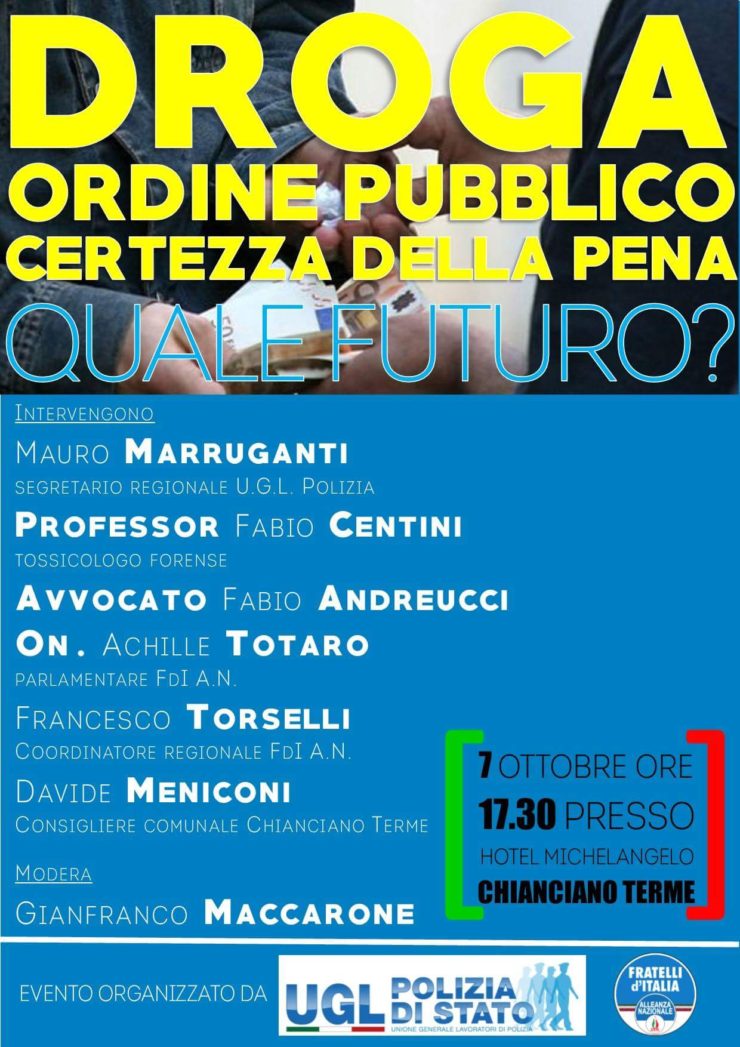 Ugl Polizia e FdI-An parlano di droga e altri temi