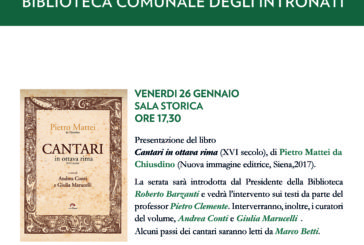 “Cantari in ottava rima (XVI Secolo)”: si presenta il libro agli Intronati