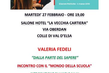 Valeria Fedeli (Pd) a Colle per due iniziative