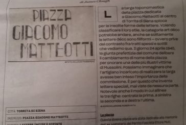 Su La Repubblica si parla della targa di Piazza Matteotti a Torrita