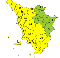 Meteo: allerta giallo fino a mezzanotte del 19 novembre