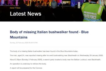 Australia, trovato morto 24enne di Cesenatico