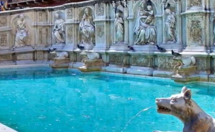 Fonte Gaia si illumina di rosso per la Giornata Mondiale della sclerosi multipla