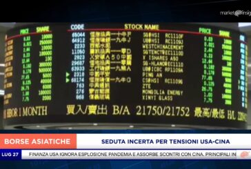 SEDUTA INCERTA PER TENSIONI USA-CINA, WALL STREET CHIUDE DEBOLE VENERDI