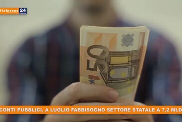 Conti pubblici, a luglio fabbisogno settore statale a 7,2 MLD