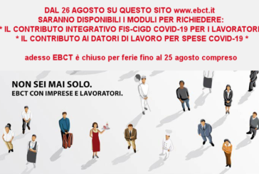 Dal 26 agosto le domande per gli aiuti EBCT