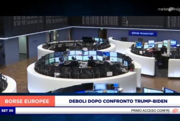MATTINATA DEBOLE PER LE BORSE EUROPEE DOPO CONFRONTO TRUMP-BIDEN, MILANO A -0,3%