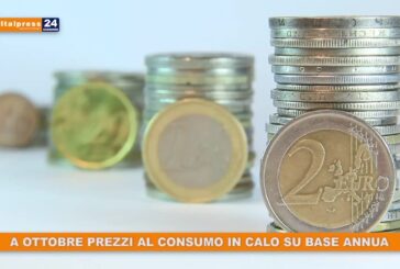 A ottobre prezzi al consumo in calo su base annua