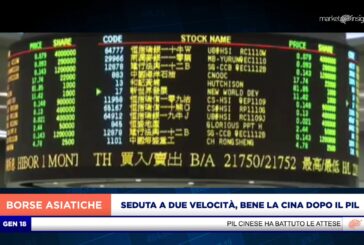 SEDUTA A DUE VELOCITÀ PE RI MERCATI ASIATICI, BENE LA CINA DOPO IL PIL