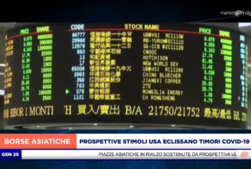 MERCATI ASIATICI POSITIVI SU PROSPETTIVE ULTERIORI STIMOLI USA