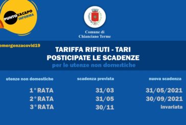 Chianciano Terme: posticipate le scadenze della Tassa sui Rifiuti