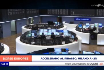 LE BORSE EUROPEE ACCELERANO AL RIBASSO A METÁ SEDUTA, MILANO A -2%