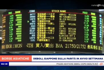 SEDUTA DEBOLE PER LE PIAZZE FINANZIARIE ASIATICHE