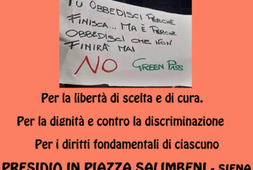 No al pass vaccinale: R2020 Siena di nuovo in piazza