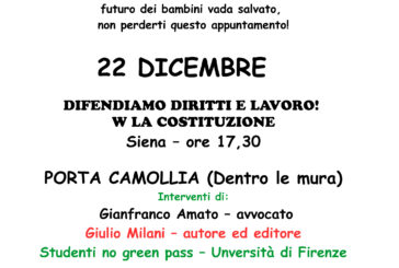 Siena No Green pass organizza una manifestazione per il 22 dicembre