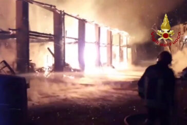 Incendio in un deposito di legna nel trevigiano