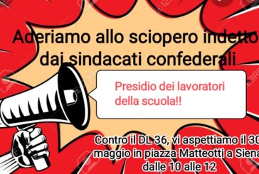 il 30 maggio i docenti di Siena scioperano contro il dl 36