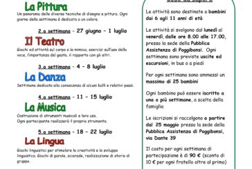 Poggibonsi: ultimi giorni per iscriversi ai campi solari della PA