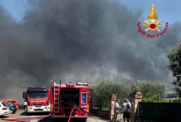 Vasto incendio di campi di grano a Mugnano
