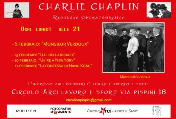 Monsieur Verdoux protagonista nella serata all’Arci Lavoro e Sport