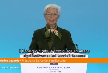 Bce, Lagarde "L'aumento dei tassi potrebbe continuare"