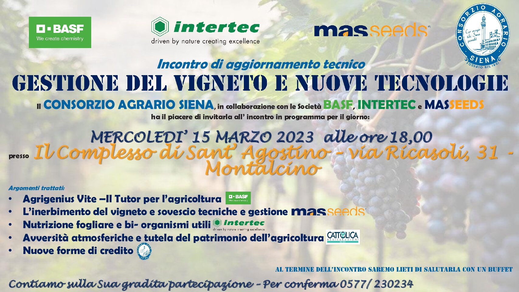 Montalcino: seminario del Consorzio Agrario su vigneti e tecnologia