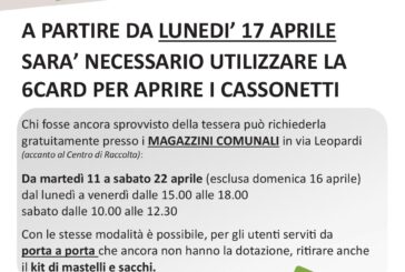 Raccolta rifiuti: dal 17 aprile necessaria la 6Card per aprire i cassonetti