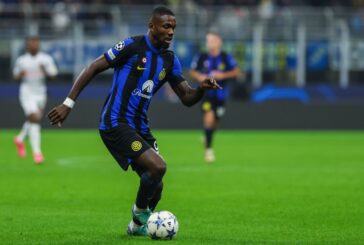 L'Inter batte 1-0 la Roma e torna in vetta alla classifica