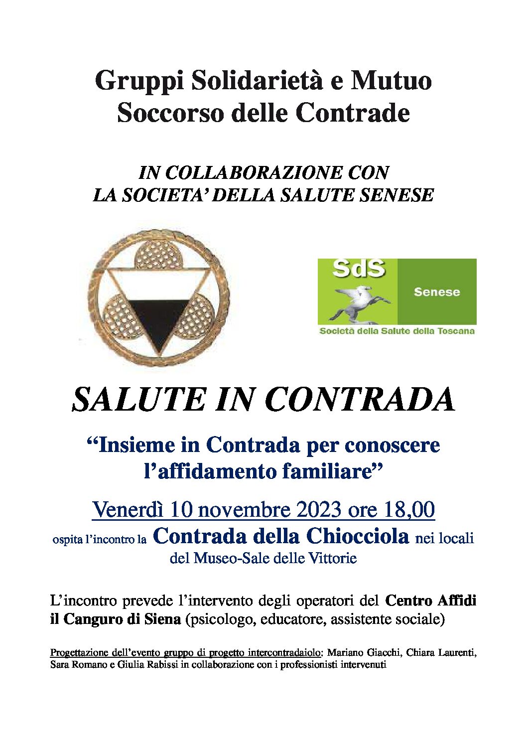 Torna “Salute in Contrada” delle Commissioni solidarietà e mutuo soccorso