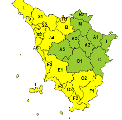 Lunedì codice giallo per rischio idrogeologico