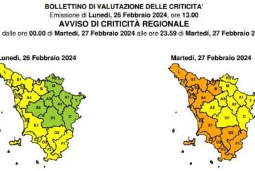 Codice arancione per pioggia e temporali per martedì 27