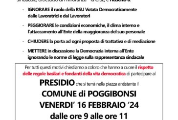 Fp Cgil in presidio davanti al Comune di Poggibonsi