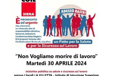 “Non vogliamo morire di lavoro”: iniziativa pubblica della Cgil