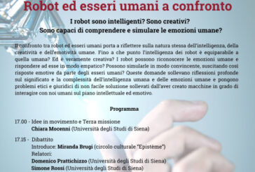 “Robot ed esseri umani a confronto”,  incontro su intelligenza, creatività ed emotività