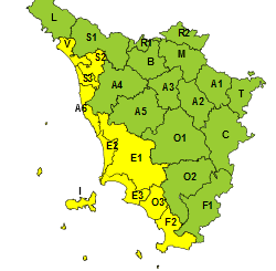 Codice giallo per rischio idrogeologico e temporali forti