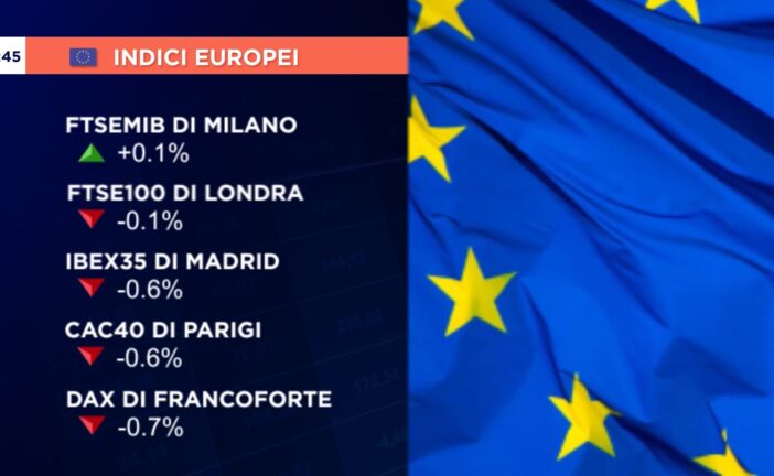 CHIUSURA PERLOPIÙ NEGATIVA PER LE BORSE EUROPEE, MILANO +0,1%