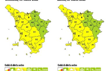Codice giallo dalle 22 di oggi alle 12 di lunedì 10 marzo