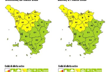 Allerta gialla per rischio idrogeologico e idraulico fino a lunedì 24 marzo