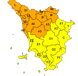 Sabato 22 marzo allerta arancione su Toscana centro-nord. Gialla altrove