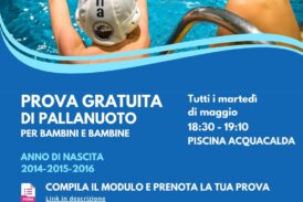 Pallanuoto U12: giornate di prova tutti i martedì di maggio