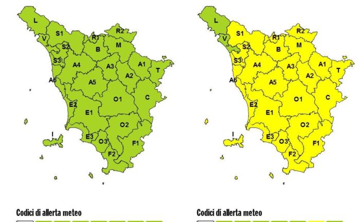 Venerdì 16 codice giallo per venti forti su quasi tutta la Toscana