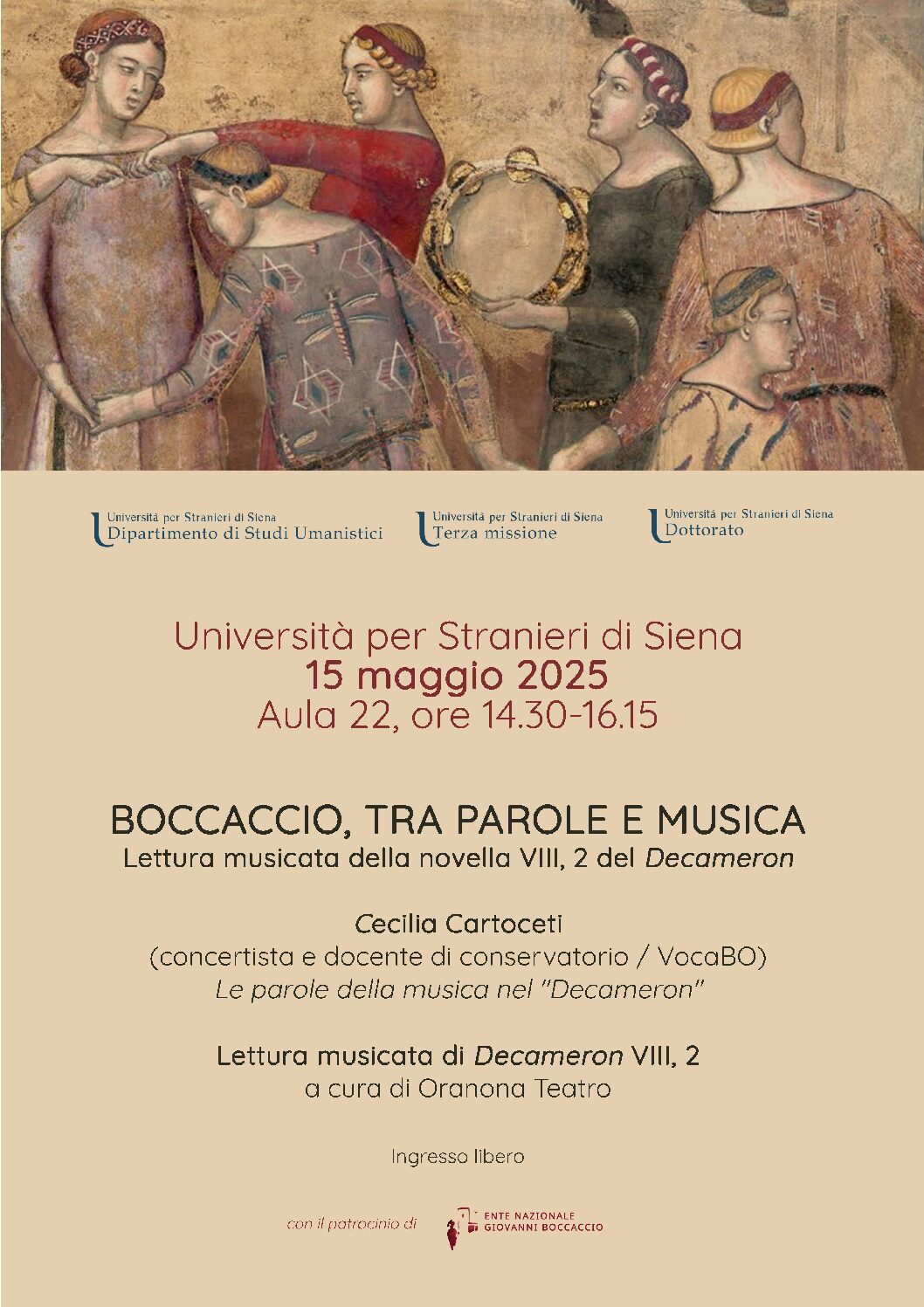 Boccaccio tra parole e musica. In Unistrasi lettura musicata della novella VIII 2