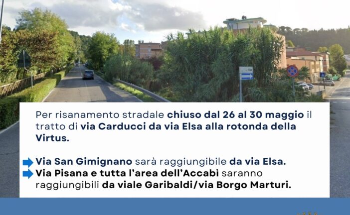 Viabilità: da lunedì chiusura di un tratto di via Carducci